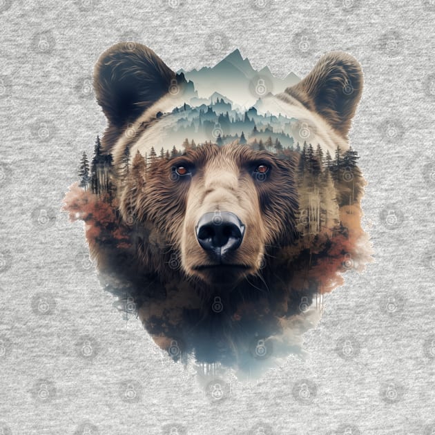 Double Exposure Grizzly by The Art Mage